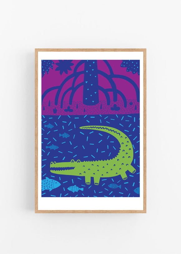 Art Print - Croc in the Mangroves