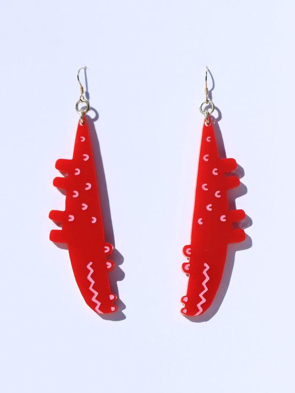 Croc earrings-mini-red