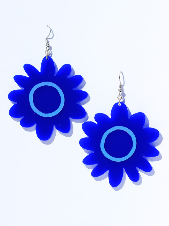 Earrings-large daisy-blue