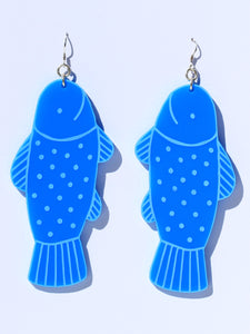 Earrings-fish-mega-sky blue