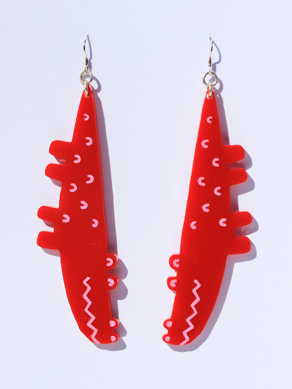 Croc earrings-mega-red