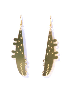 Croc earrings-mini-gold mirror