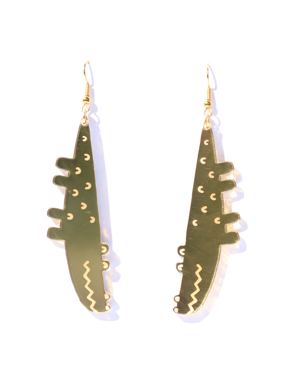 Croc earrings-mini-gold mirror