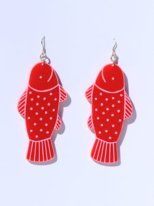 Earrings-fish-mini-red