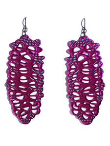 Banksia earrings-cutwork-etch-large-transparent purple