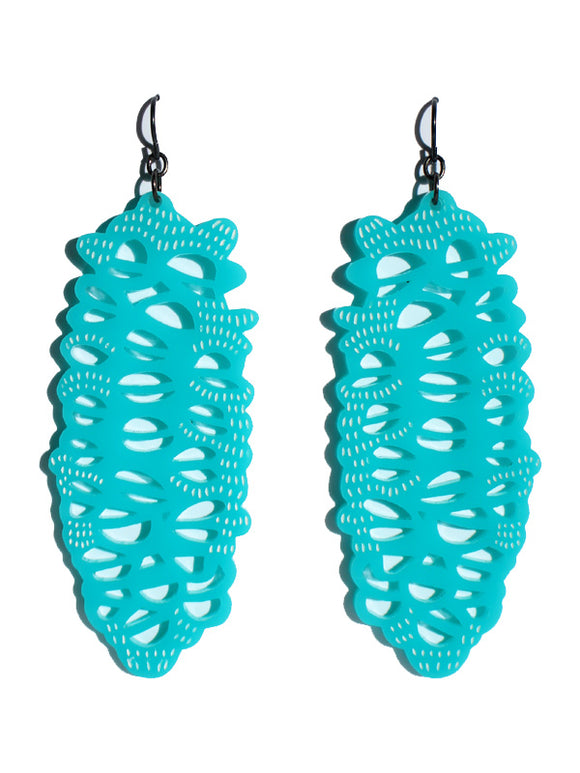 Banksia earrings-cutwork-etch-large-turquoise