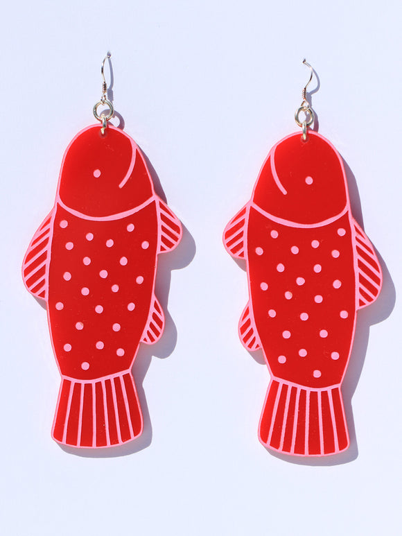 Earrings-fish-mega-red
