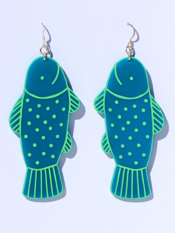 Earrings-fish-mega-green