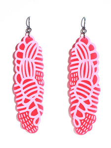Grevillea earrings-etch-long-hot pink