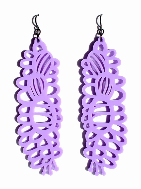 Grevillea earrings-cutwork-long-lilac