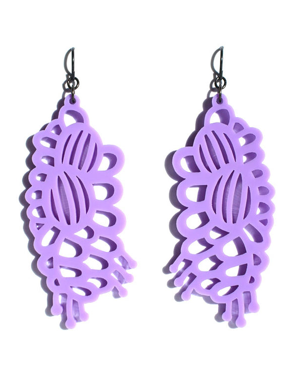 Grevillea earrings-cutwork-short-lilac