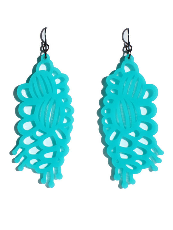 Grevillea earrings-cutwork-short-turquoise