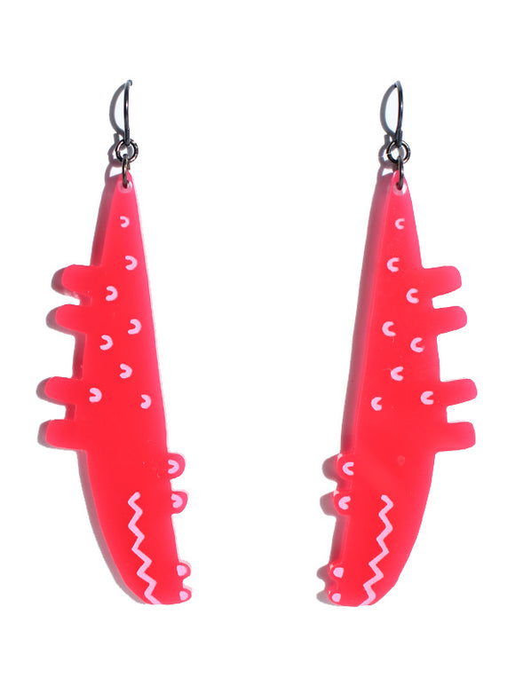 Croc earrings-mini-hot pink