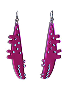 Croc earrings-mini-transparent purple