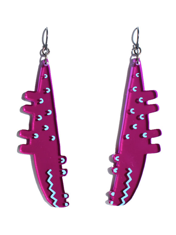 Croc earrings-mini-transparent purple