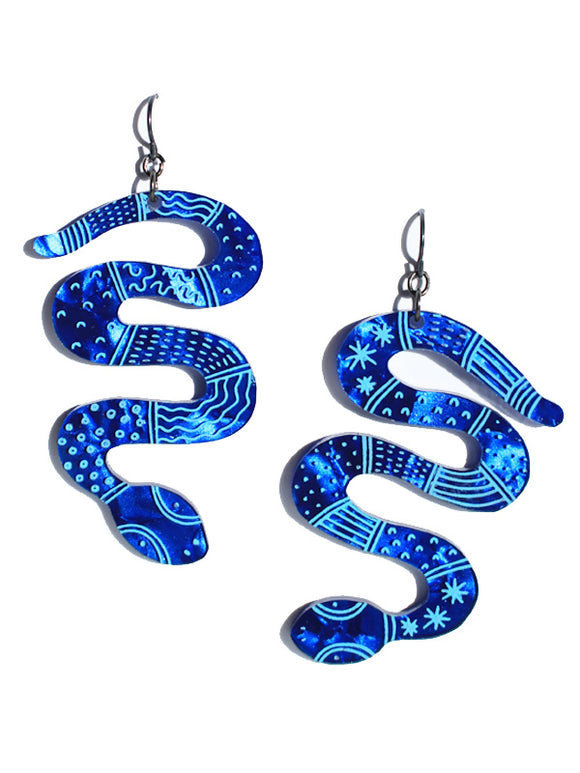 Python earrings-mini-velvet blue pearl