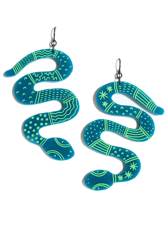 Python earrings-maxi-teal