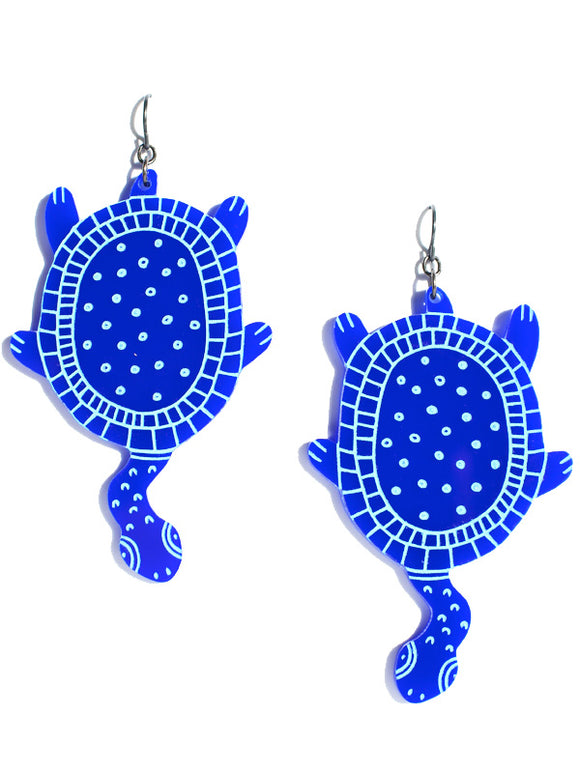 Turtle earrings-maxi-classic blue