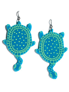 Turtle earrings-maxi-teal