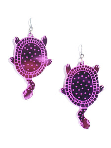 Turtle earrings-mini-purple mirror